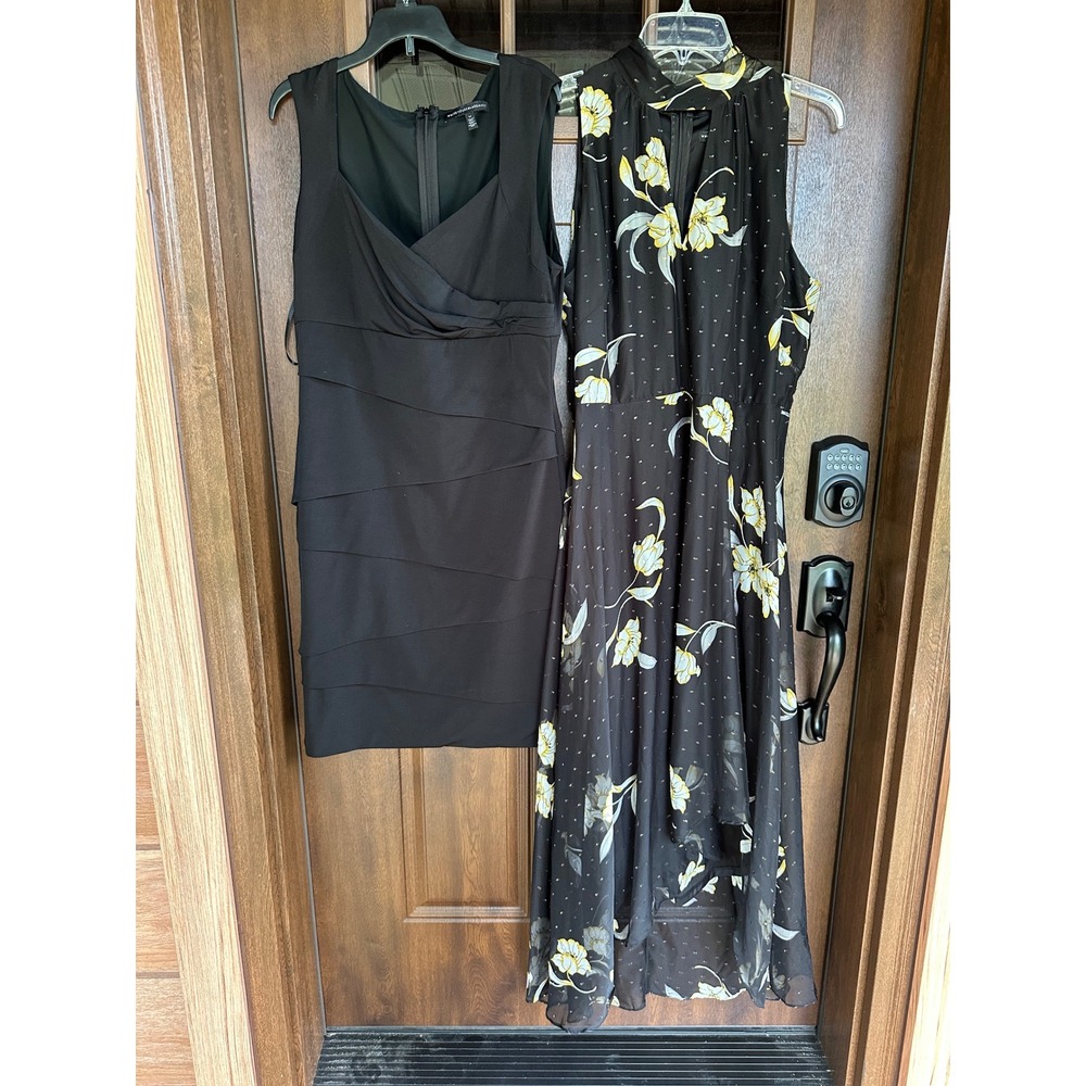 White House Black Market Sz 14 Dress Bundle Tiered Sheath Floral High-Low Dress